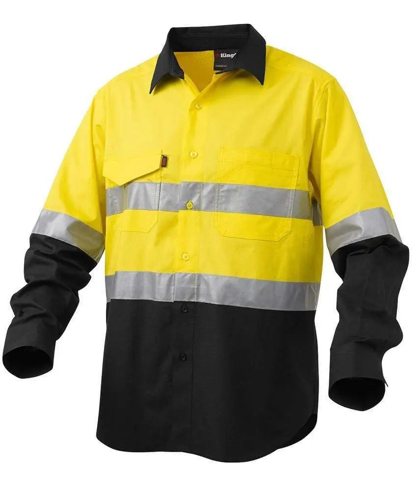 KingGee Work Wear Yellow/Black / 2XS KingGee Workcool 2 Hi-Vis Reflective Spliced Shirt L/S K54880
